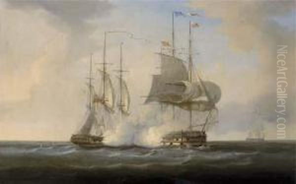 The Gallant Encounter Between 
H.m.s. Boadicea And Two French Warships Le Duquay-trouin And Guerriere 
On 31 - view 1