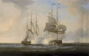 The Gallant Encounter Between
H.m.s. Boadicea And Two French Warships Le Duquay-trouin And Guerriere
On 31 by William Huggins