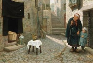 The Old Neighbour Gone Before: A Street Episode In Brittany by Arthur Hughes