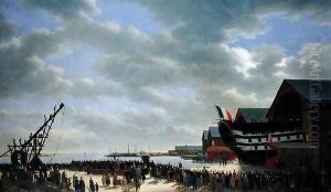 The Launch of 'Le Friedland' at Cherbourg, 4th April 1840, c.1840-54 by Antoine Chazal