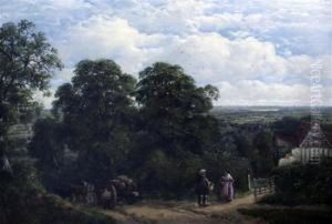 Timber Cart In A Landscape by John Joseph Hughes