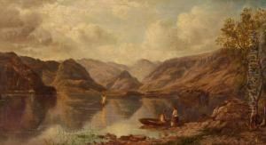 Boats On Derwent Water by John Joseph Hughes