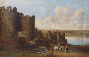 Coastal Castle With Figures And Horse Before, Possibly Conway Castle Coastal Castle With Figures And Horse Before, Possibly Conway Castle