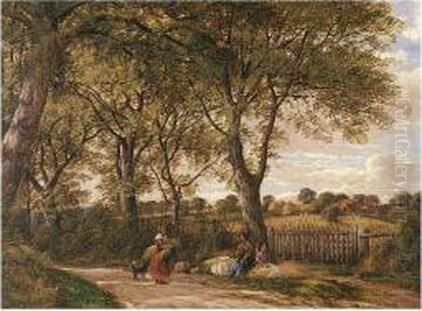 Gleaners On A Country Lane - view 1