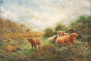 Highlanders At Rest In The Trossachs, Scotland by John Joseph Hughes