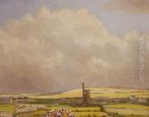 Landscape View Towards The Old Tin Mine by Robert Morson Hughes