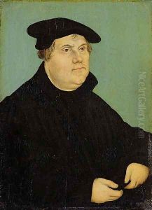 Portrait of Martin Luther (1483-1546) after 1532 by Lucas (studio of) Cranach