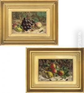 Apples And A Pear On A Mossy Bank; And Apples And Grapes On A Mossy Bank by William Hughes