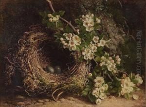 Still Life Of A Bird's Nest And Apple Blossom On A Mossy Bank, 1879