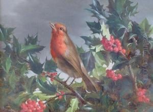 Robin 'midst Holly, 1876