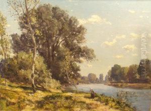 River Landscape With Figures