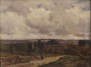 Landscape Near Edenbridge, With A Figure On A Track To The Foreground, 1900 Landscape Near Edenbridge, With A Figure On A Track To The Foreground, 1900