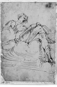 A seated Sybil, seen from below by Luca Cambiaso
