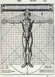 Ideal proportions based on the human body, from 'Di Lucio Vitruvio Pollione de architectura a libri dece' by Cesare di Lorenzo Cesariano
