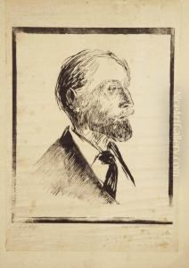 Portrait D'homme De Profil by Georges-Victor Hugo
