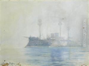 Le Navire Militaire Dans La Brume