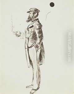 Quarante Etudes; Officier A La Cigarette by Georges-Victor Hugo