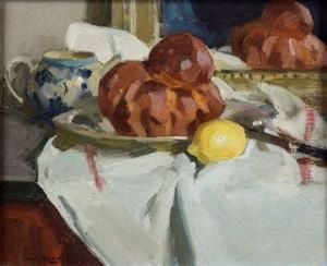 Nature Morte A La Brioche Et Au Citron by Paul Jean Hugues