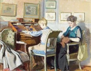 Jean-baptiste Hugues Et Madame Paul Hugues Assis by Paul Jean Hugues