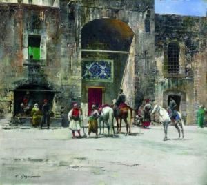 La Halte Des Cavaliers En Turquie by Victor Pierre Huguet