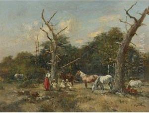 Horsemen At Rest by Victor Pierre Huguet