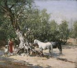 Palabre Au Pied D'un Arbre by Victor Pierre Huguet