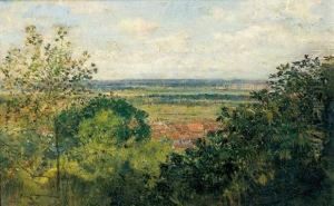 Village Dans La Vallee by Victor Pierre Huguet