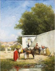 Chevaux A L'abreuvoir by Victor Pierre Huguet