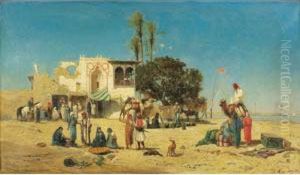 Marche Au Bord Du Nil by Victor Pierre Huguet