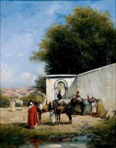 La Halte A L'abreuvoir by Victor Pierre Huguet