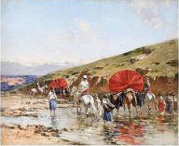 A Caravan Crossing A Stream - view 1