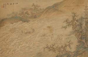 A Pair Of Landscape Paintings by Hui Wang