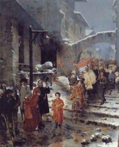 A Religious Procession in Winter