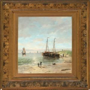 Coastal Scene With A Cof by Hendrik Hulk