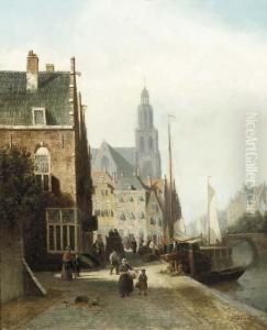 Daily Activities On A Quay, A Church Beyond
