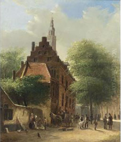 Figures In A Dutch Town - view 1
