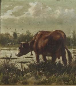 A Cow In A Landscape; And A Cow By The Water's Edge by William Frederick Hulk