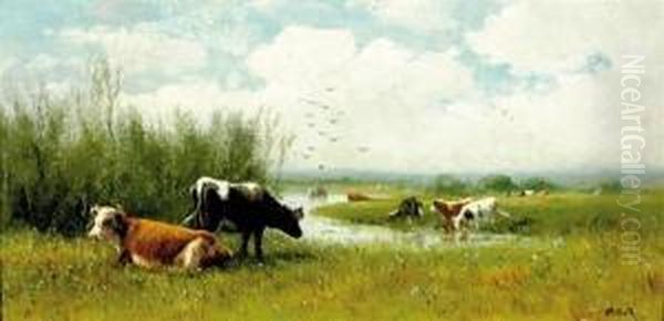 Cows At Watering - view 1