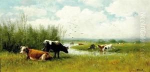 Cows At Watering by William Frederick Hulk