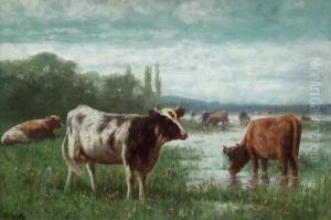Kuhe Im Seichten Seeufer by William Frederick Hulk