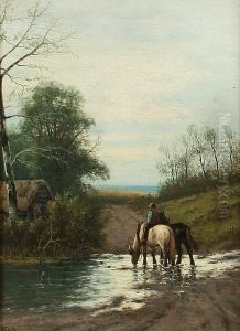 Cattle In A Watermeadow, And Another, Farmhorses Returning From The Fields, A Pair by William Frederick Hulk