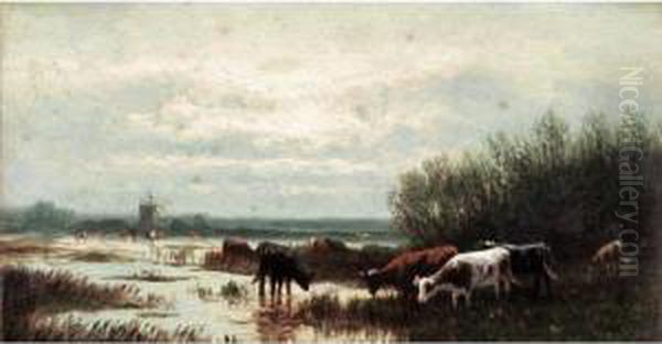 Cattle Watering; Cattle With Windmill - view 1