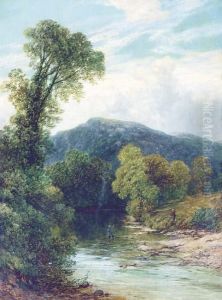 A Quiet River Landscape With Fishermen A Quiet River Landscape With Fishermen