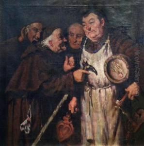 Monks In The Wine Cellar by Adolf Humborg