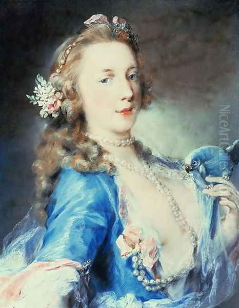 A young lady with a parrot - view 1