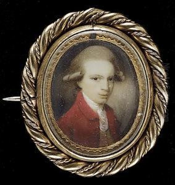 A Gentleman, Wearing Red Coat,
Ochre Waistcoat And White Cravat, His Hair Powdered And Worn - view 1