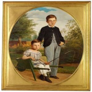 Two Boys In A Garden by Andreas Herman Hunaeus