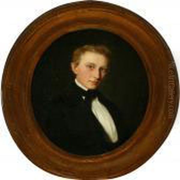 Portrait Of Emil Tvermoes . Signed And Dated A. Hunaeus 1849 - view 1
