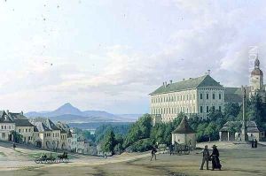 Roudnice Castle from the Town, 1840 by Carl Robert Croll
