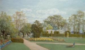 Expansive Garden With A Peacock
